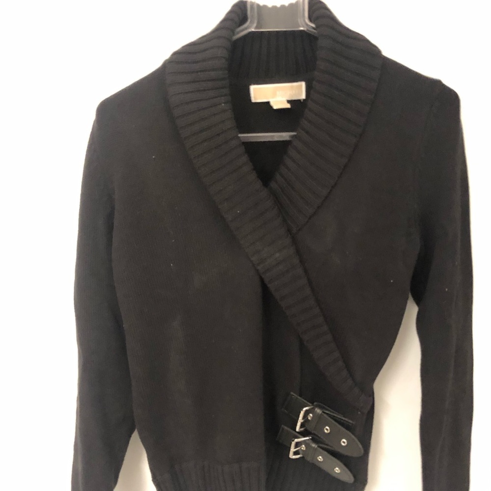 EDGY Michael Kors Knit Sweater w Leather Buckles